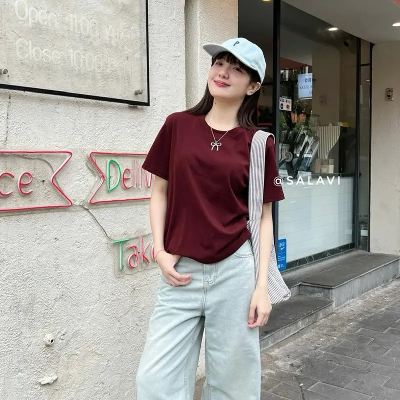 Áo thun trơn basic nhiều màu, áo thun unisex ngắn tay cotton phong cách đơn giản Salavi H3 364 1