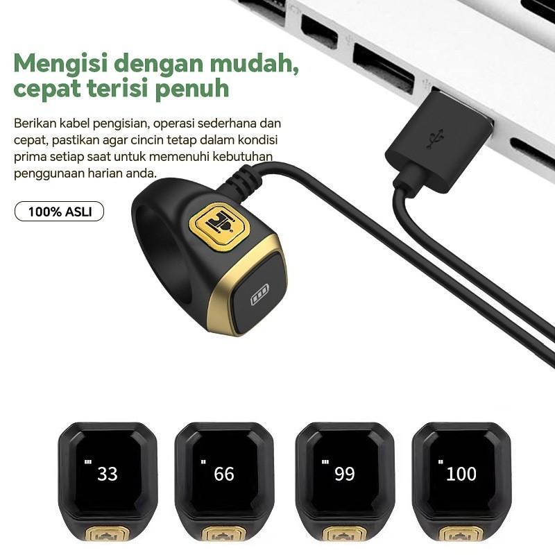 Cincin Tasbih Digital Smart Zikr Ring LED Display Bluetooth Tasbeeh Counter Tahan Air 2