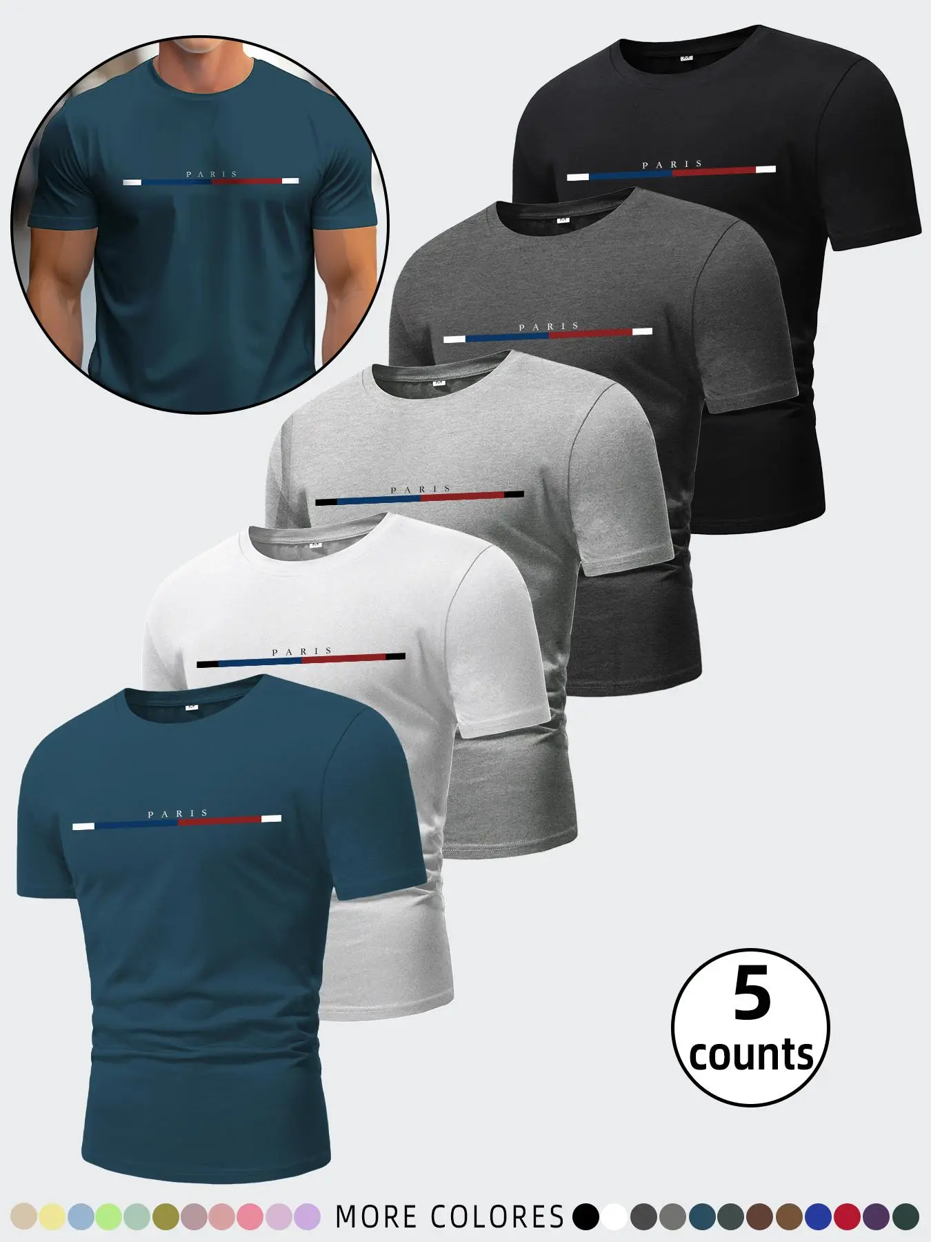Men's Letter Print Round Neck Tee, Regular Fit Casual Short Sleeve T-shirt for Summer, Men's Top for Daily Wear