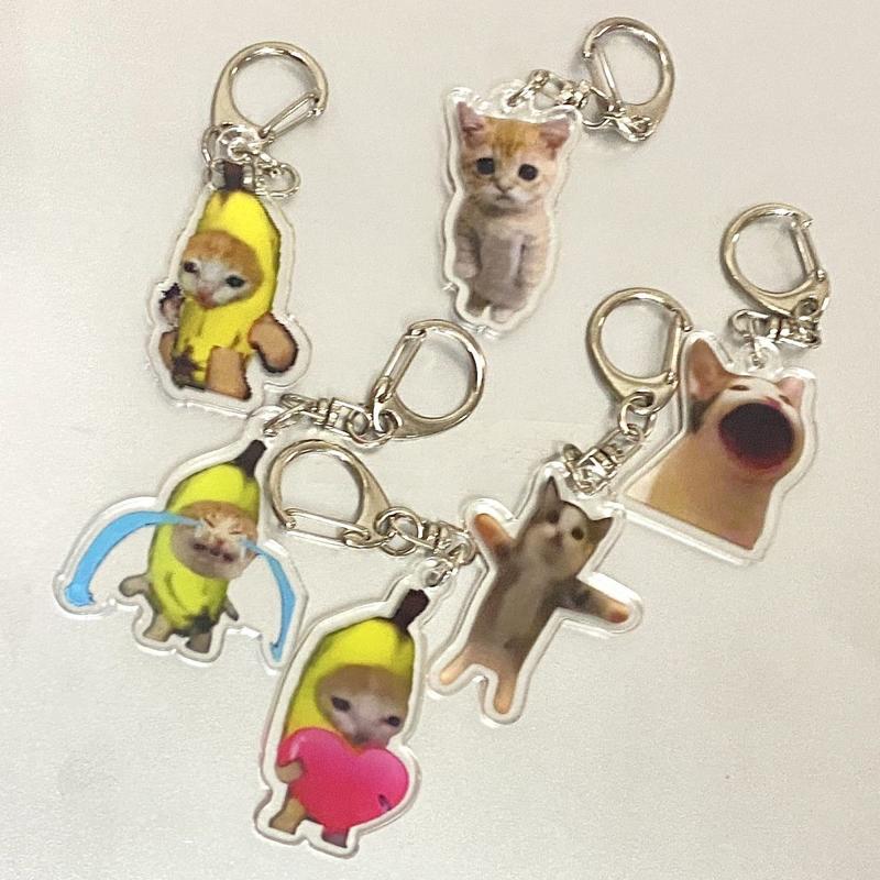 Product Introduction of Cute Cartoon Banana Cat Acrylic Keychain - Crying Banana Cat Bag Charm, Emotional Gift for Friends 6
