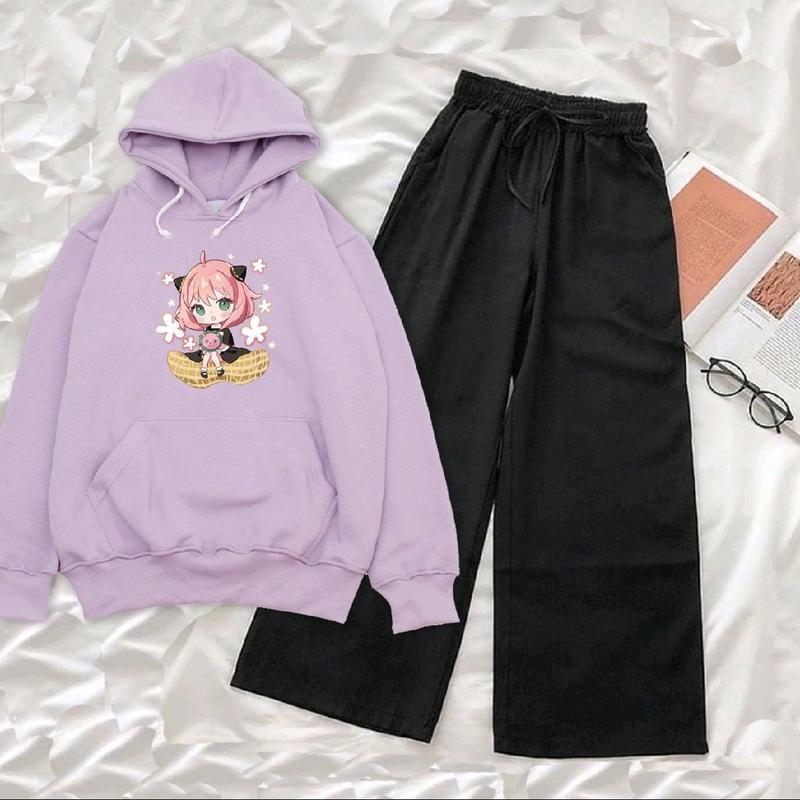 Setelan Sweater Hoodie FORGER Wanita dan Remaja/Setelan baju sweater dan celana kulot/Setelan anak remaja dewasa kekinian/BISA COD Standar Kulot Panjang 3