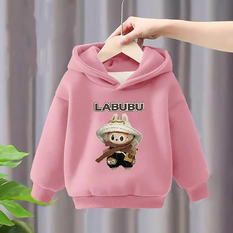 Áo nỉ hoodie có mũ bé gái 18-45kg, áo bé gái 4-15 tuổi mẫu labubu phong cách cá tính , vải mềm mát ,hàng may kĨ 4