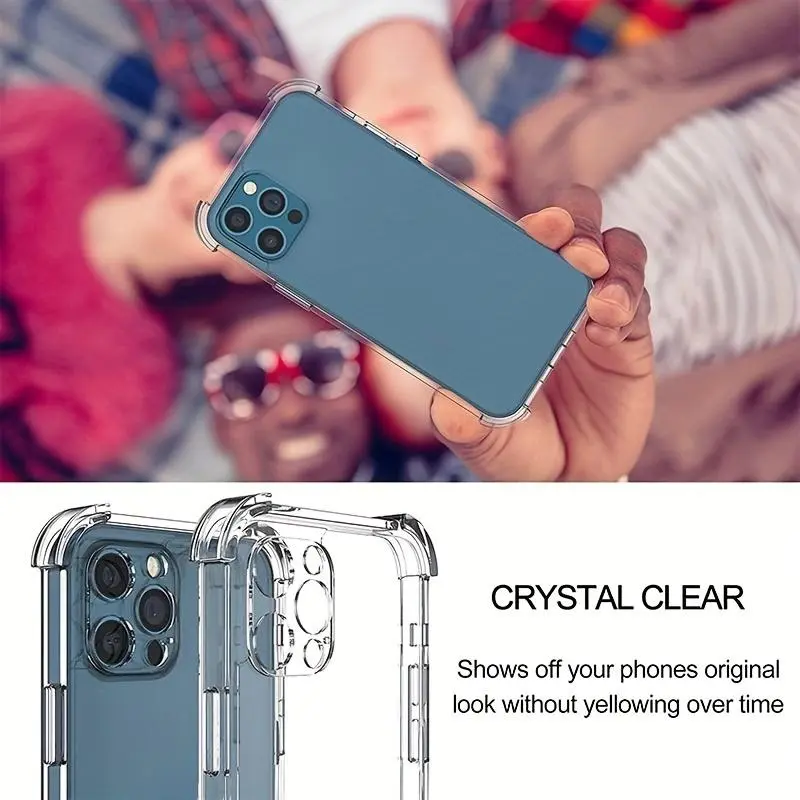 Clear Phone Case With Full Coverage, Four Corners Reinforced Anti-fall Phone Case, Shockproof Cases Cover Phone Cases For iPhone X 11 12 13 14 Pro Max 2