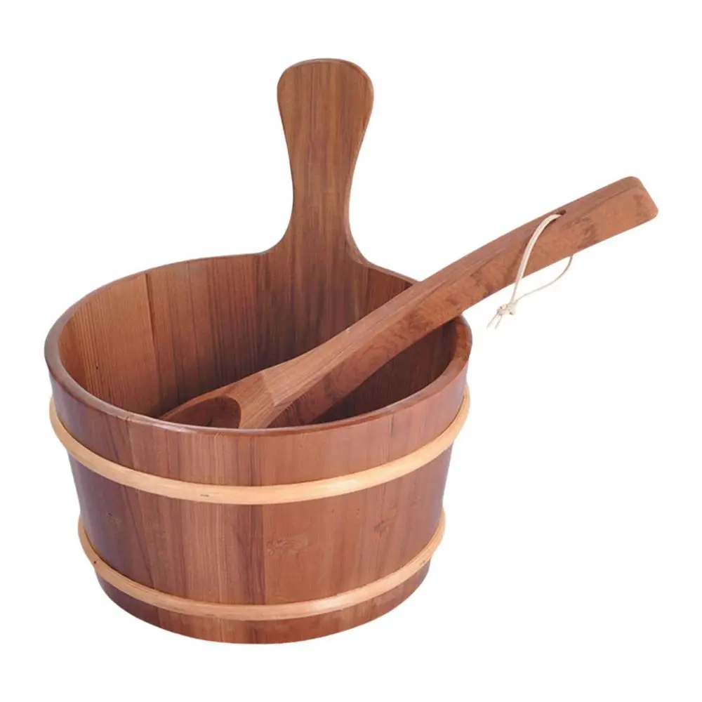 Sauna Bucket and Ladle Water Bucket Professional 4L for Home Bathtub