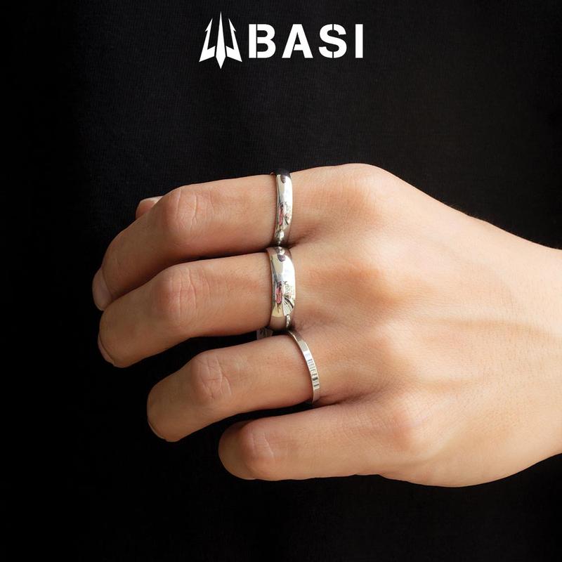 Nhẫn Bạc Trơn Nam Nữ Thép Titan Chống Gỉ, Ring Basi Unisex Kiểu Dáng Đơn Giản Siêu Bền NH003