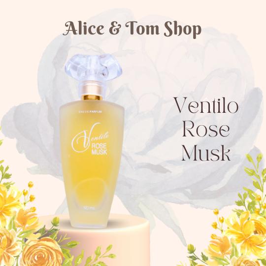 Nước hoa nữ tính Ventilo Rose Musk 90ML, mùi hương ngọt dịu thơm lâu của hương hoa hồng và xạ hương