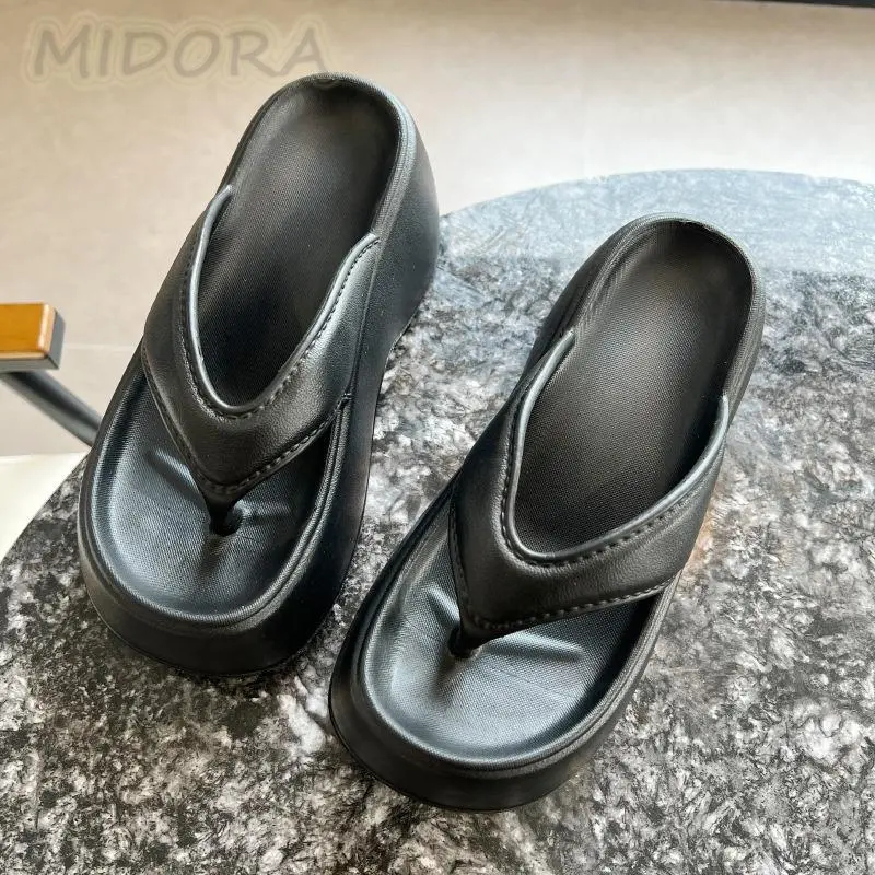 TEFANSY Sandal Wanita Jepit Karet Tinggi KoreaTerbaru Casual Premium Sendal Slop Wanita Dewasa Jelly Cewek Anti Slip Empuk EVA 6