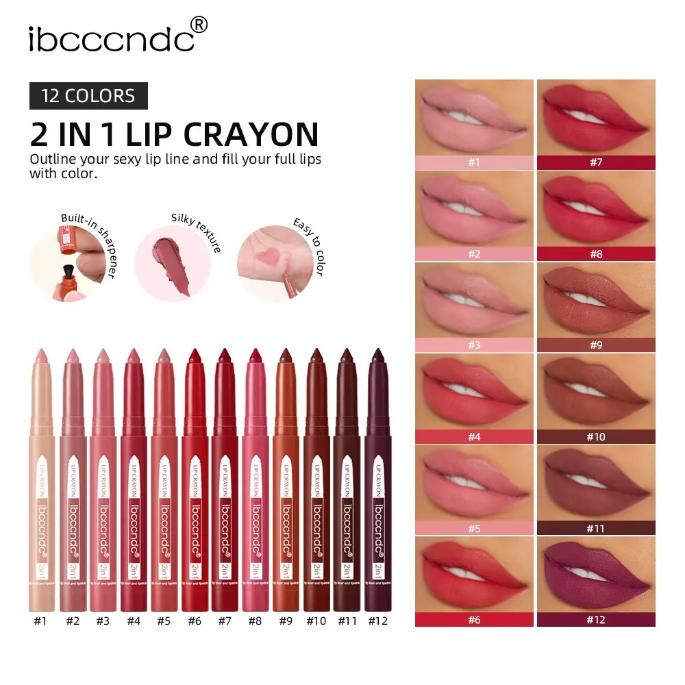 ibcccndc Smooth Lip Liner LipLiner Matte Lip Crayon Matte Lipstick Lip glosses matte lipliner Long-lasting non-stick cups lip pencil