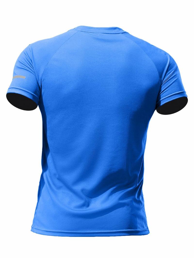 Product Introduction of Summer 2024 Men's Loose Solid Round Neck Sports Tee, Breathable Comfortable Short Sleeve T-shirt, Summer Athletic Running Tee, Sport & Outdoor Clothing for Men 9