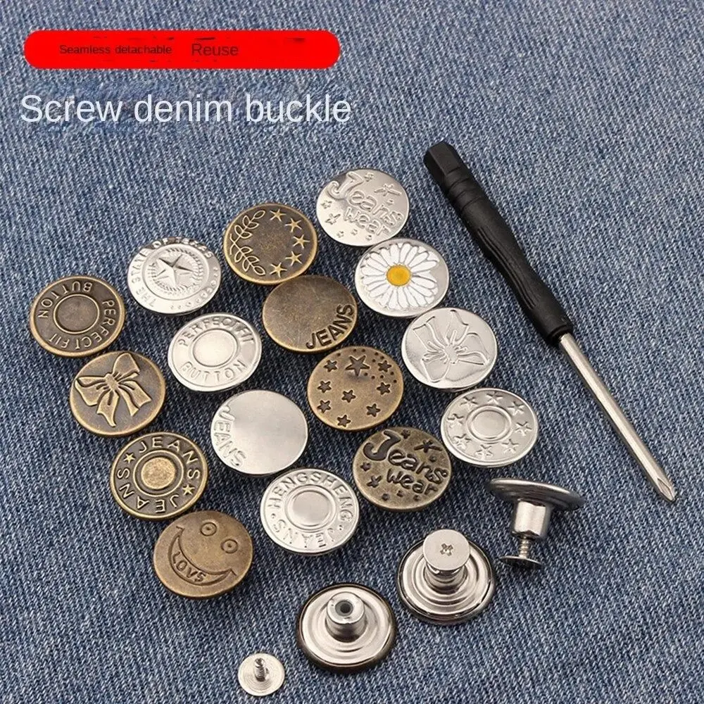 Butang gantian untuk seluar jeans, 10 helai, Pin tahan lasak, pelarasan pinggang, kit pembaikan tanpa paku, pin boleh tanggal untuk seluar