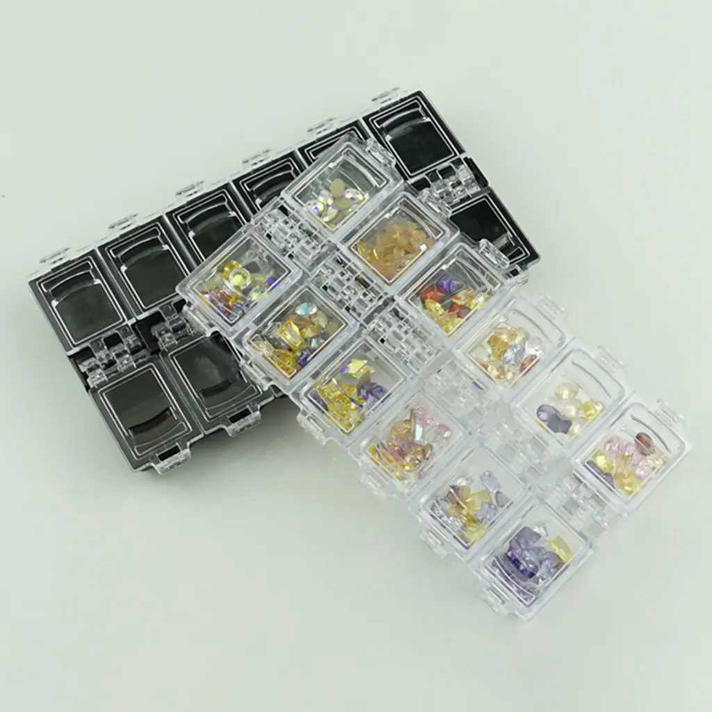 [Janxueo] Organizer Box Delicate Organizer Box Plastic Colorful Necklace Box Nail Charm Container Box 12 Grids Practical Colorful Necklace Box Nail Charm Container Box for Home 12 Grids