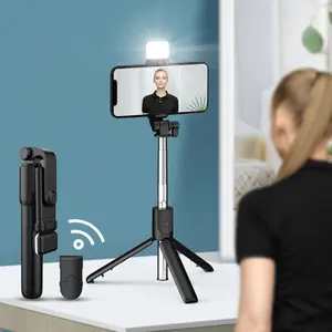 Sankeshu R1s Selfie Stick Tongkat Kamera Portabel Terintegrasi Bluetooth Dengan Timer & Tripod Stainless Steel 360 Derajat Rotasi Detachable Self Timer Tripod Clip Max Height 67cm