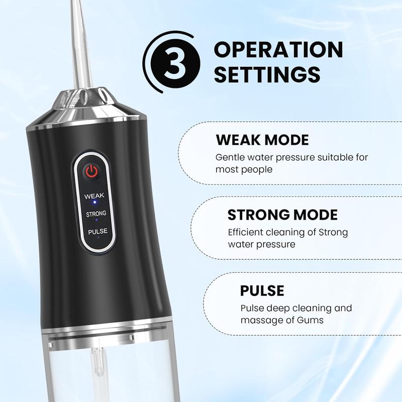 Product Introduction of Electric Oral Irrigator with 4 Replacement Heads, 1 Box Rechargeable Portable Water Flosser with 3 Modes, Oral Care Tool for Home & Travel, Teeth Cleaner	Dental Kit 6