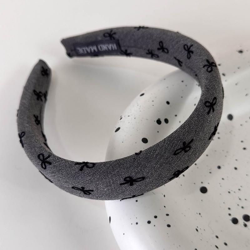 Gray Polka Dot Knitted Bow Retro Hair Accessories Headband 2