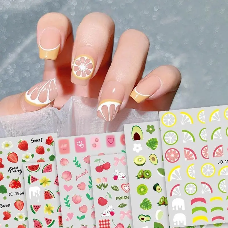 Miếng Dán Móng Tay Không Thấm Nước, Họa Tiết Trái Cây Xinh Xắn, YK 0