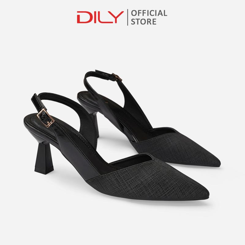  Giày cao gót bít mũi nữ DILY phối da sang trọng giày slingback nữ tiện lợi gót nhọn cổ điển cao 6.5cm AA0479 