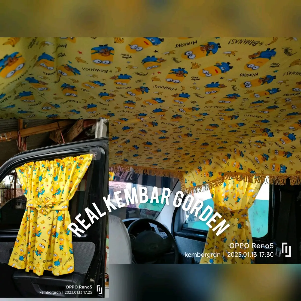 Plafon atap kabin mobil satu set tirai pintu kiri kanan
