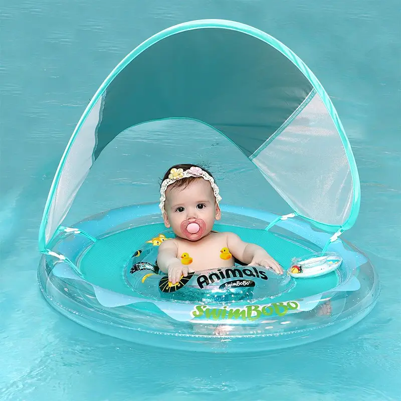 Inflatable Baby Swimming Ring With Sunshade, Swimming Ring For Toddlers, Water Sports Equipment For Indoor And Outdoor Swimming 0