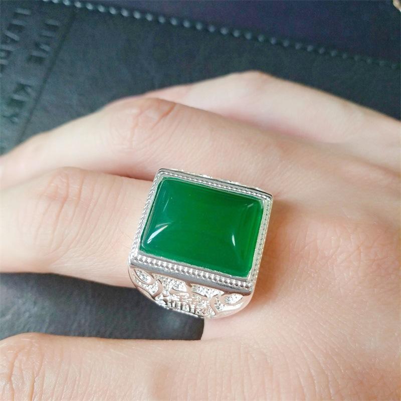 Product Introduction of Fashionable imitation agate gold ring, personalized and simple men's carnelian emerald ring ring 17