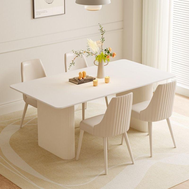 Slate Dining Table and Chair Set Modern Simple Rectangular Small Apartment Cream Style Home Dining Table and Chairs 1