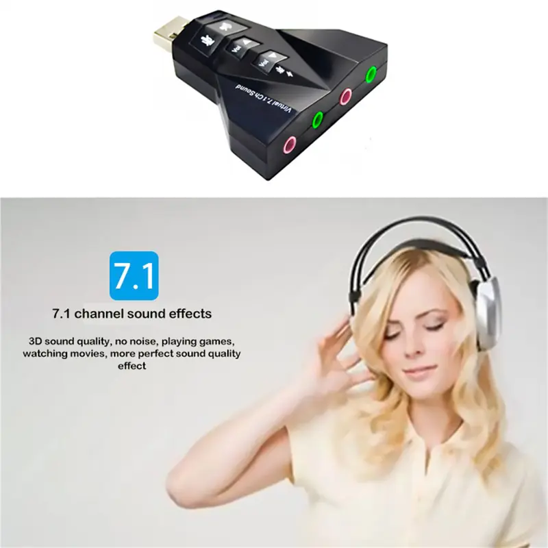 Bộ Chuyển Đổi Âm Thanh USB Ảo, Bên Ngoài, 7 Trong 1 Kênh, Âm Thanh 3D, Micrô Kép, Giao Diện Âm Thanh Kép, Đầu Ra Âm Thanh Độc Lập 4