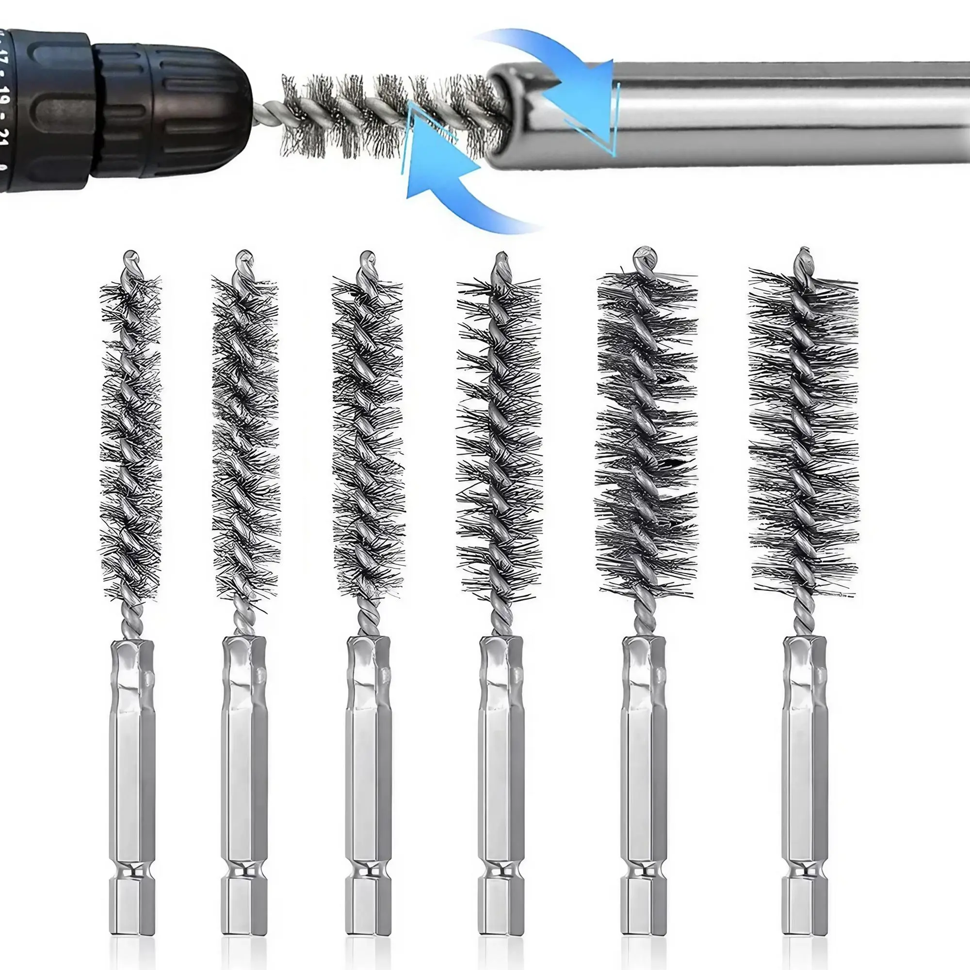 Drill Brush Set, Drill Brush Attachment Set, Drill Brush Cleaning Tool Set, Efficient Cleaning Tool Accessories for Pipe, Wood