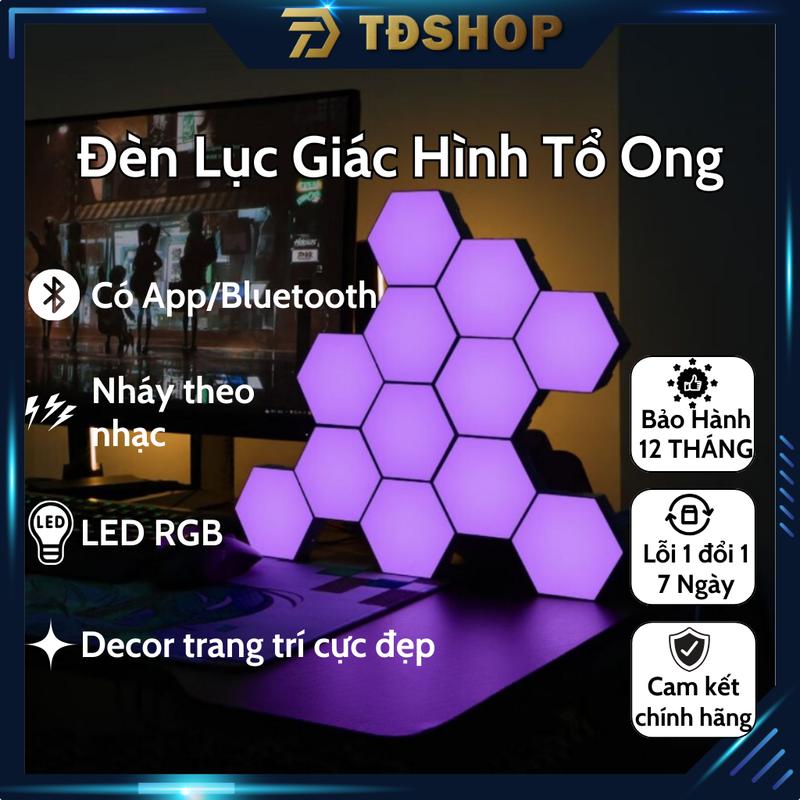Đèn Led Trang Trí Lục Giác Lắp Ghép Gắn Tường RGB Cảm Biến Âm Thanh Kết nối APP