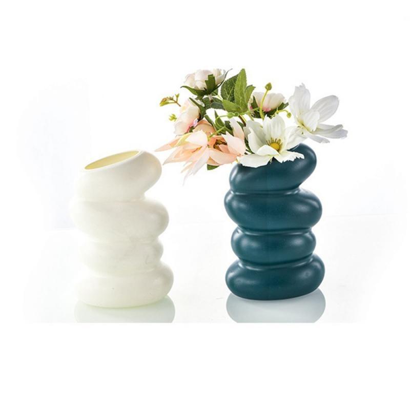 Bình xoắn ốc Xanh Lá trắng, giỏ hoa Bắc Âu, trang trí nhà cửa, phòng khách, vật trang trí, cắm hoa, chậu hoa trong nhà 4