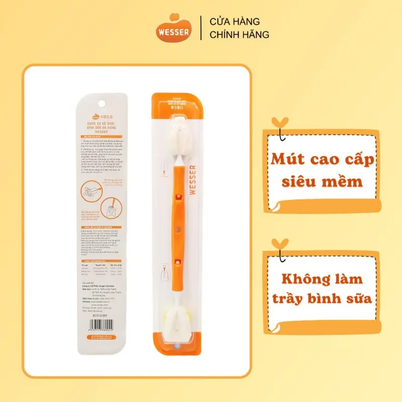 Dụng Cụ Cọ Rửa Vệ Sinh Bình Sữa Wesser 2 Đầu Đa Năng Cho Mẹ Và Bé 2