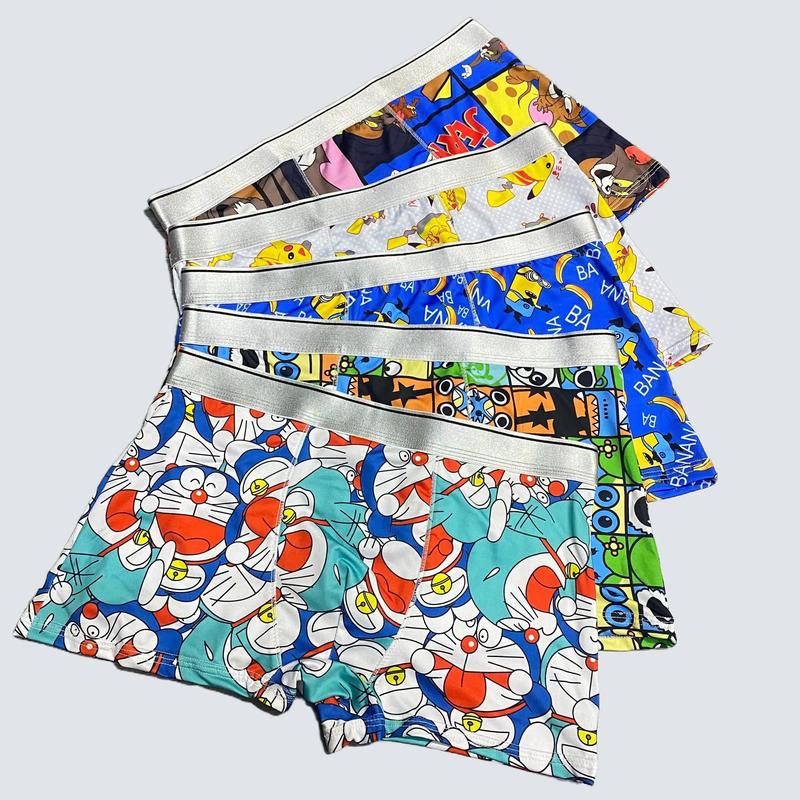 Combo 5 quần sịp nam Boxer Doremon, Picachu, Tom, Minion sịp đùi chất thun lạnh quần xì co giãn thoải mái quần lót kháng khuẩn Quần Boxer Menswear