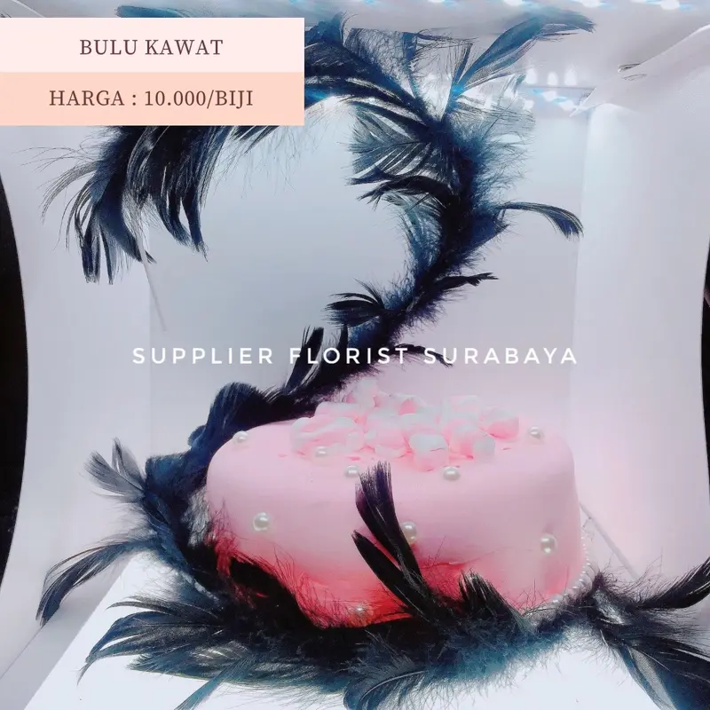 HIASAN KUE TART MODEL BULU BULU PUTIH DAN HITAM TOPPER KUE TART, BULU KAWAT MODEL HATI SPIRAL, BULU MODEL SAYAP 3