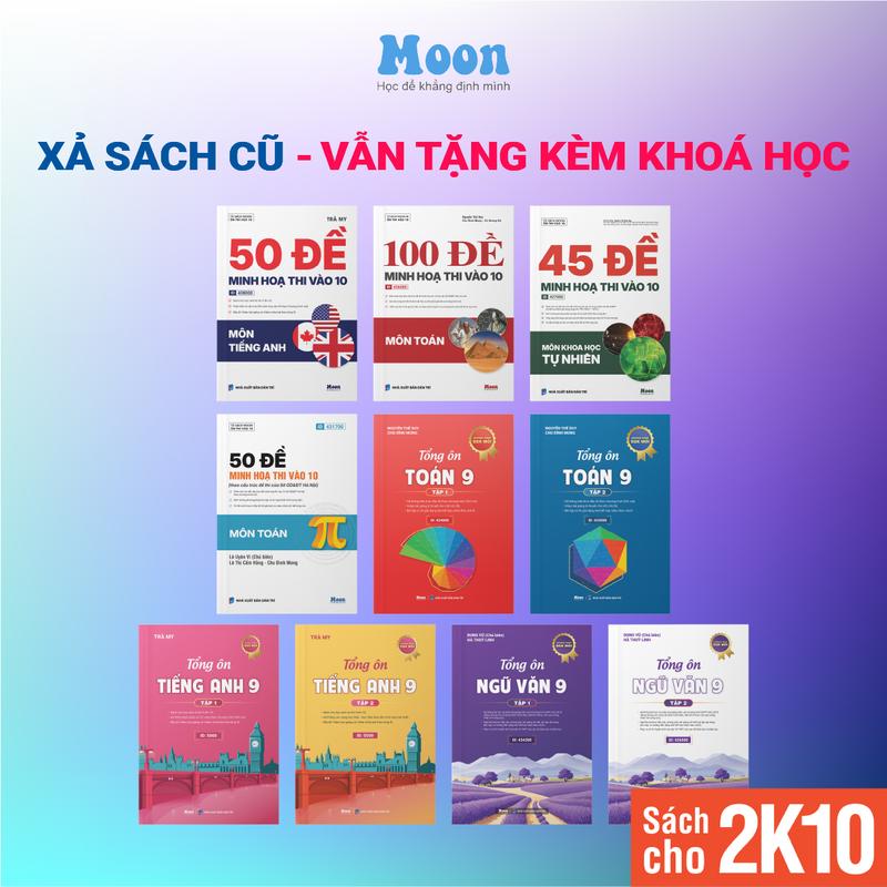 Sách cũ - Sách Toán THCS, ôn thi vào 10 moonbook, tự học toán lớp 6,7,8,9