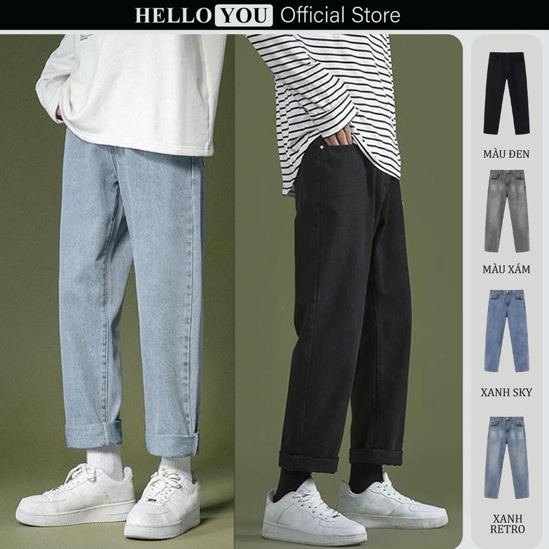 Quần Jean nam baggy 4 màu: xanh đen xám trắng Menswear Pants Có Túi