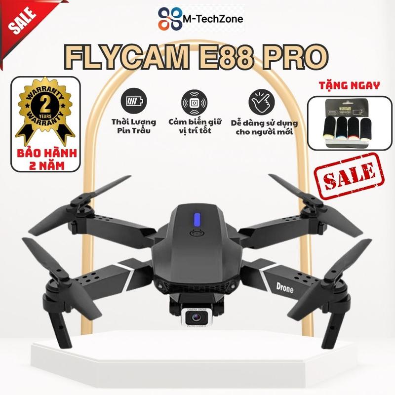 Flycam E88 Pro Max - Drone Chuyên Nghiệp Có Đèn LED, Chụp Ảnh Dành Cho Người Mới Tập Chơi Tập Bay, Quay Phim Nét Nhào Lộn 360 Độ - Phụ Kiện Camera fly cam giare flycam