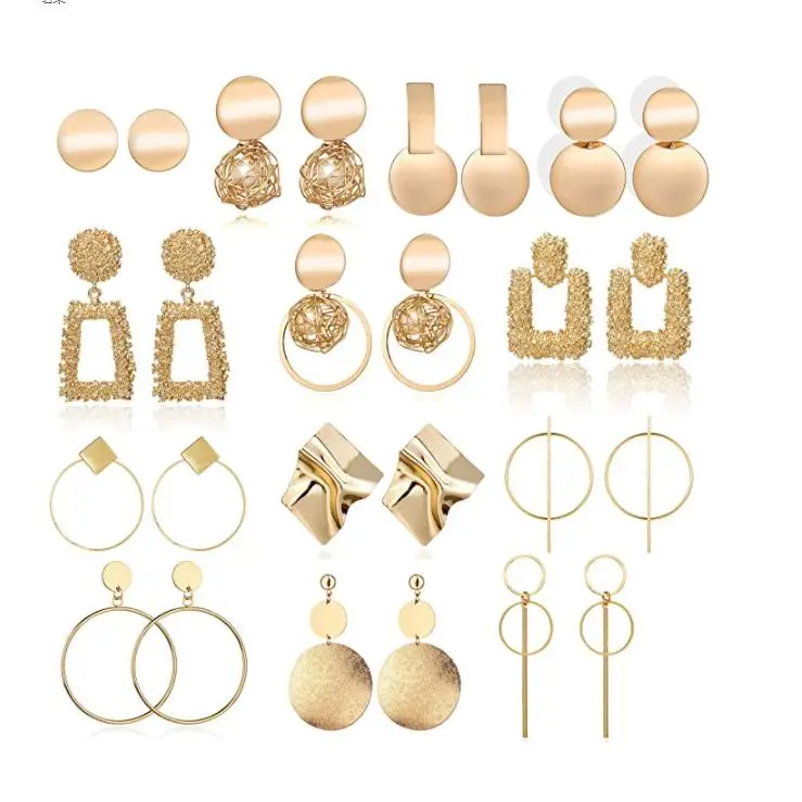 European and American Popular Bohemian Earrings Alloy Geometry Metal Circle Earings Set Ornament Wholesale