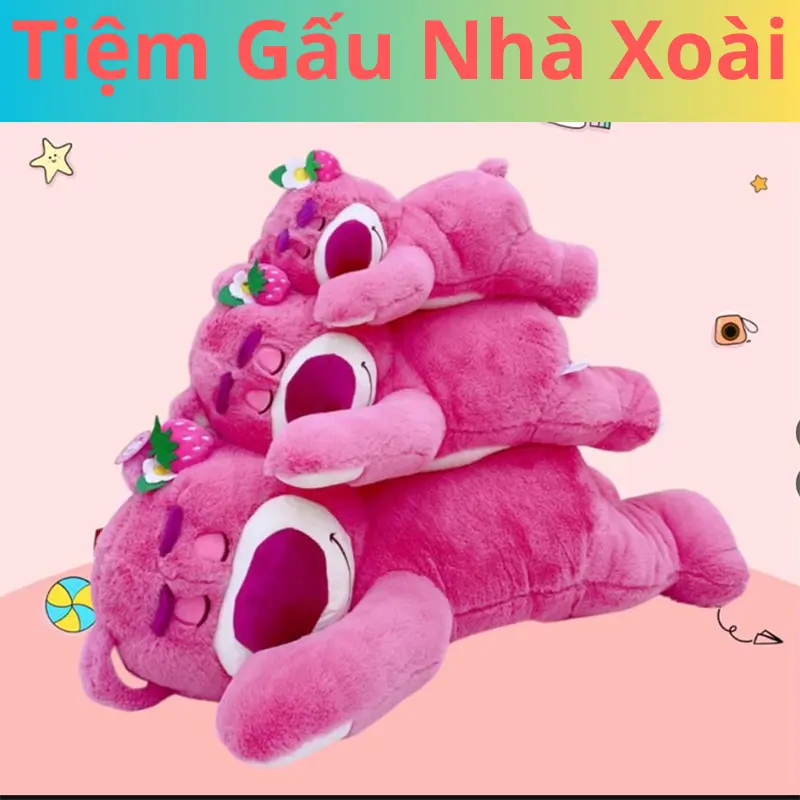 Gấu bông gấu dâu lotso dáng nằm đủ kích thước Thú Nhồi Bông 0
