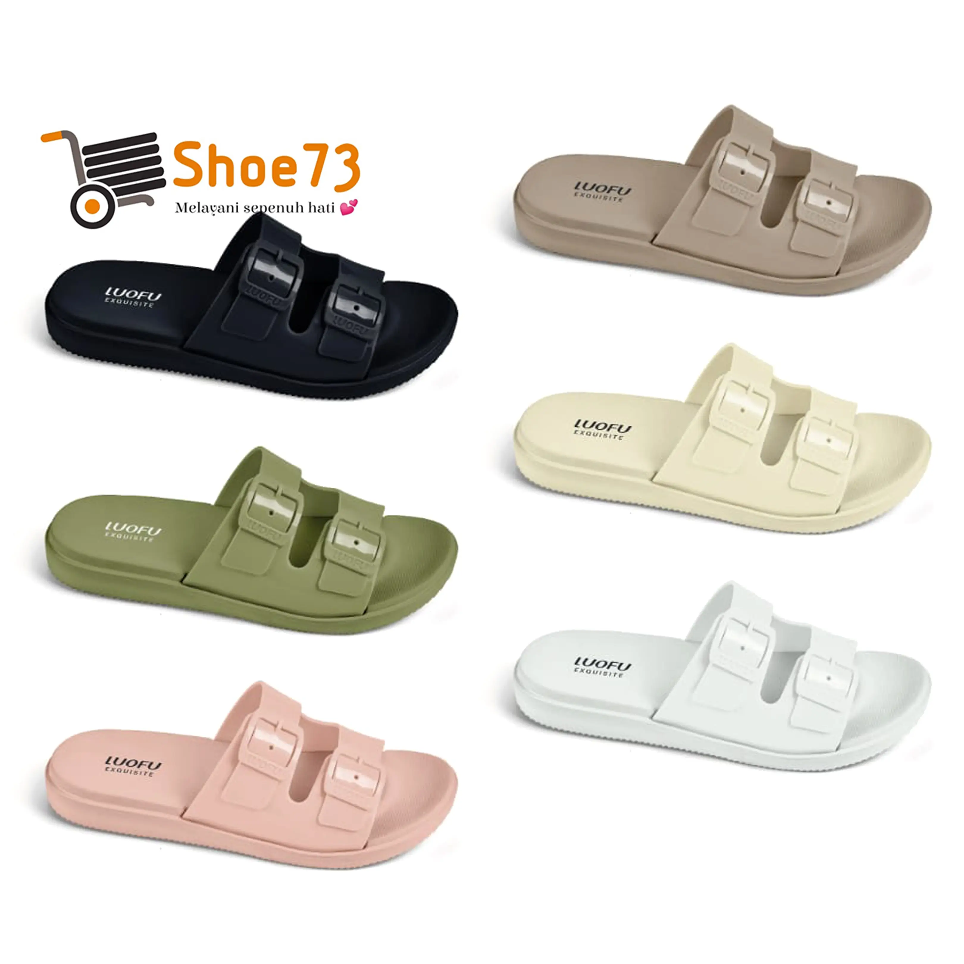 LUOFU E 7188 -B2K5WS SIZE 36-40 ORIGINAL l Sandal Selop ban 2 jelly wanita l Sendal kokop cewek impor