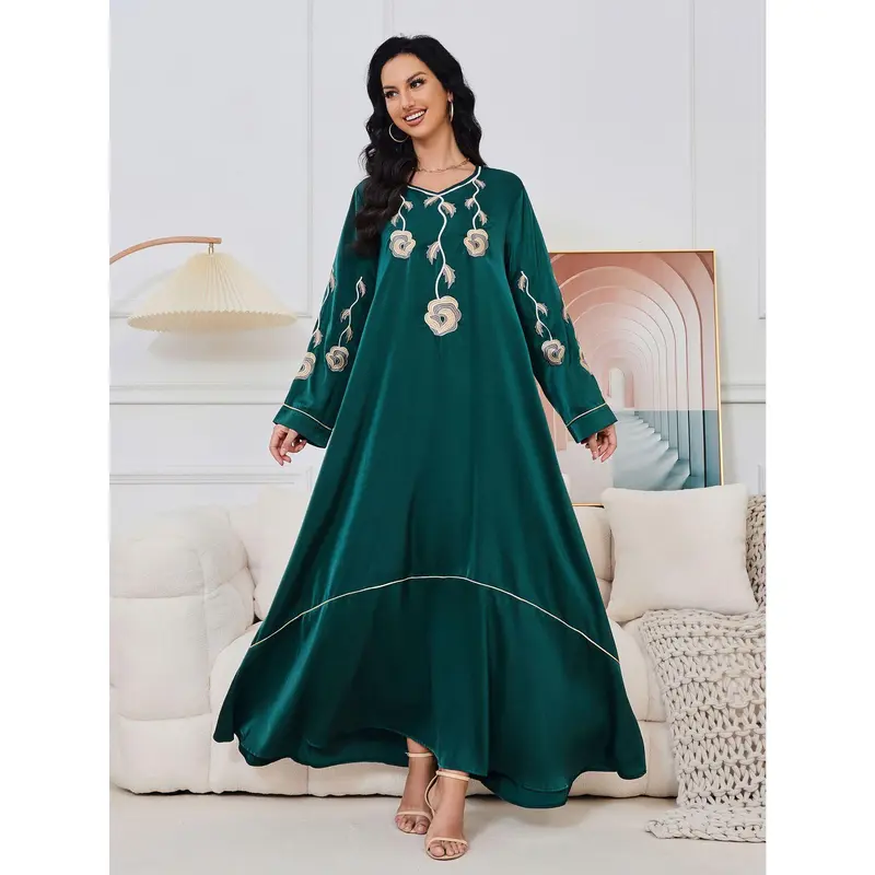 2025 New Middle East Dubai Robe Abaya Embroidered Hot Selling in Stock Elegant Evening Dress Muslim Dress 7