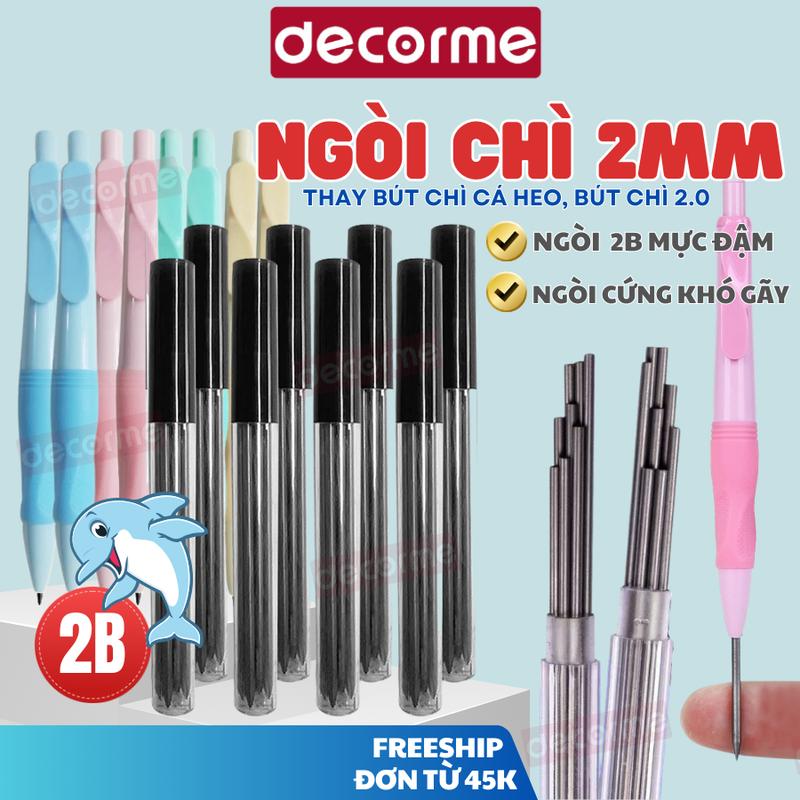 Ruột bút chì bấm cá heo 2B 2mm DecorMe thay thế bút chì tập viết cho bé lớp 1