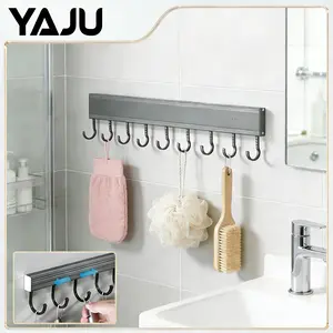 YAJU Kitchen Hook Rack Aluminium – Gantungan Dinding Dapur & Kamar Mandi, Anti Karat untuk Alat Masak & Perlengkapan Mandi