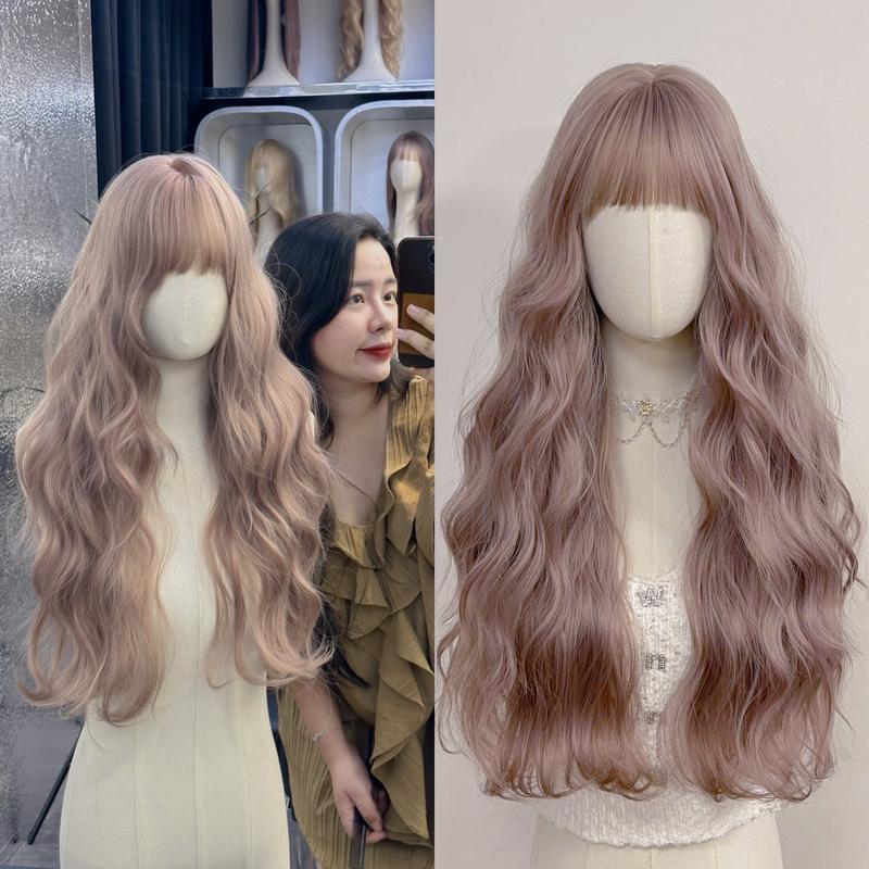 <HOT> DJ-26 tóc giả nguyên đầu xoăn dợn ombre hồng khói