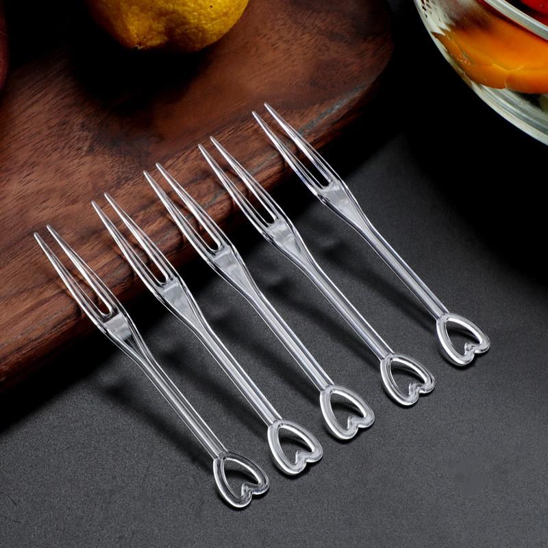 100Pcs Fruit Fork Cake Dessert Food Fruit Pick Children Snack Mini Party Festival Love Tableware Decoration Plastic Toothpick 2