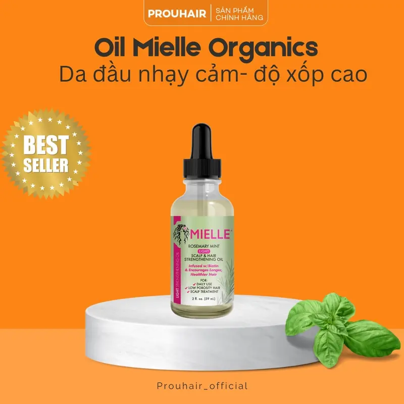 Dầu Dưỡng Tóc Mielle Rosemary Mint 59ml - Nuôi Dưỡng & Tăng Cường Tóc, Giảm Chẻ Ngọn, Làm Dịu Da Đầu - Trà 5