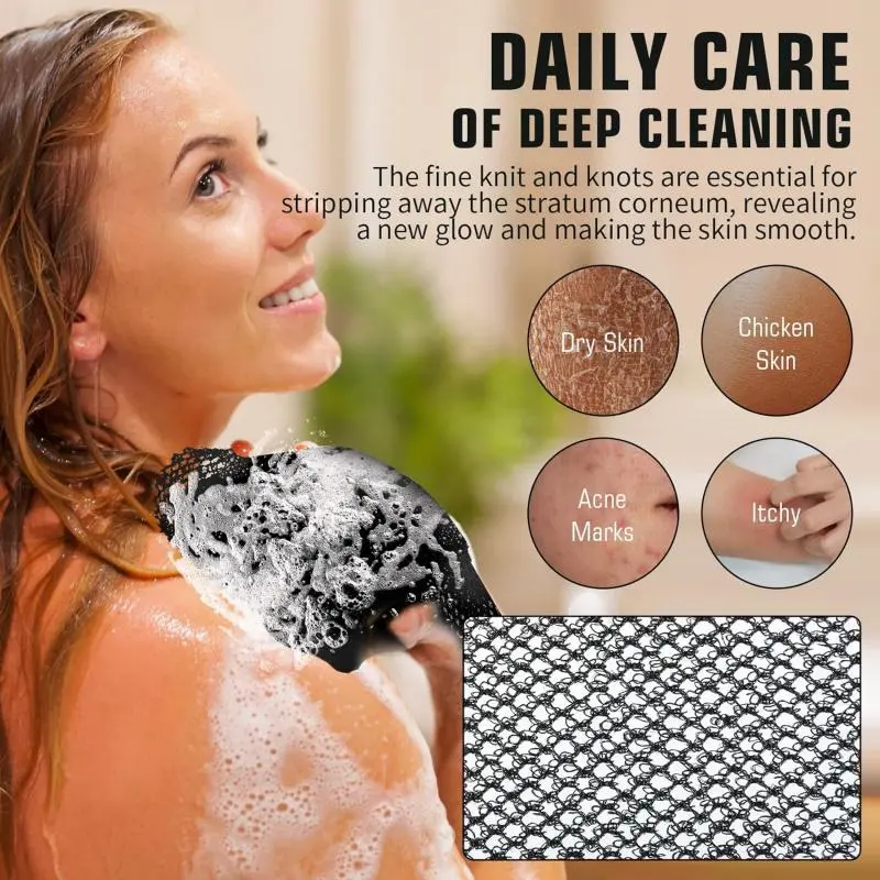African Bath Sponge, 2 Counts Exfoliating African Body Scrubbers, Wash Net Sponges for Shower and Bath, Bathing Accessories, Personal 4