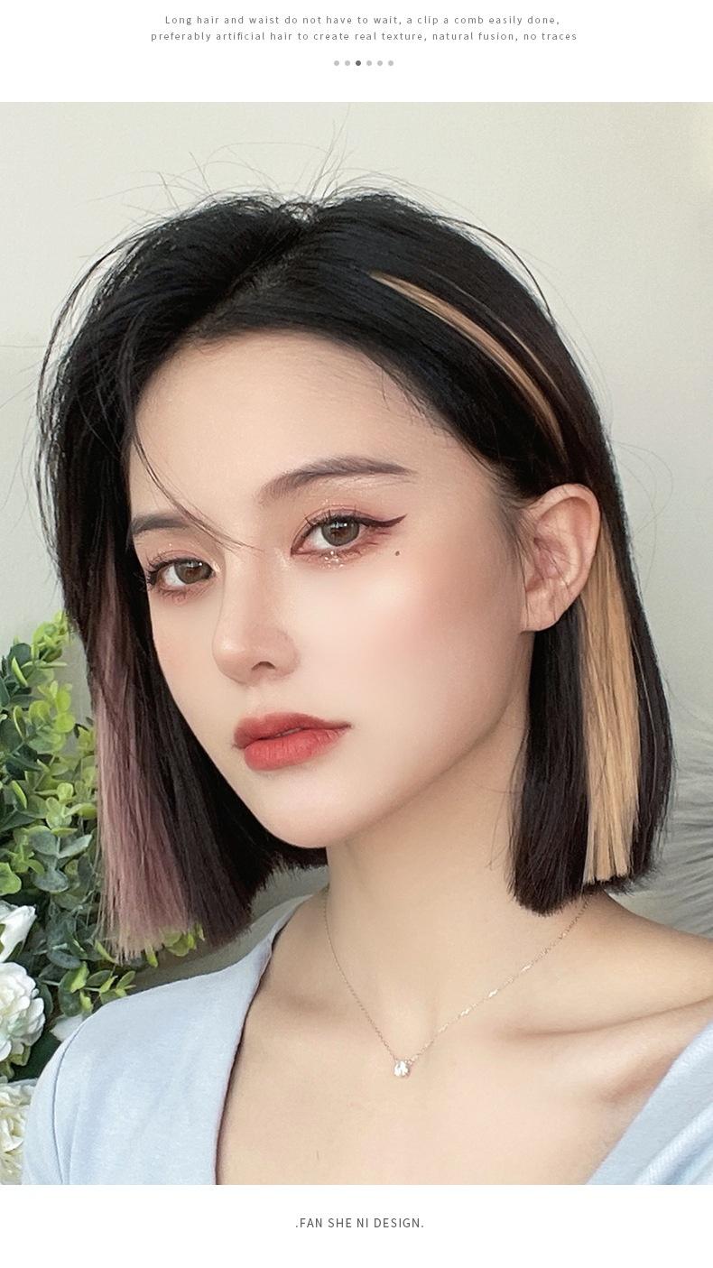 Product Introduction of Clip-in colored hair extensions, short wigs, gradient hair extensions, highlights, short hair extensions 9