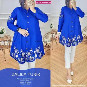 TKG - ZALIKA TUNIK Atasan Wanita Tunik Katun Linen Bordir by Mumu Fashion Solo