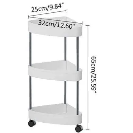 KỆ GÓC 3 TẦNG GIẢI PHÁP CHO NHÀ TẮM HẸP #57k/c  - Chất liệu: khung k im loại ch ịu l ực ch ống gỉ, nhựa ch ịu lự c - Màu sắc : trắng 3