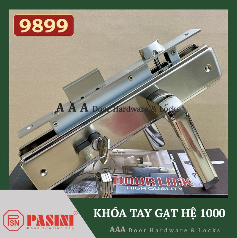 Khoá tay gạt cửa đi PASINI 9899 dài 26cm dùng cho cửa nhôm, sắt, gỗ đố 4x8 hệ 1000