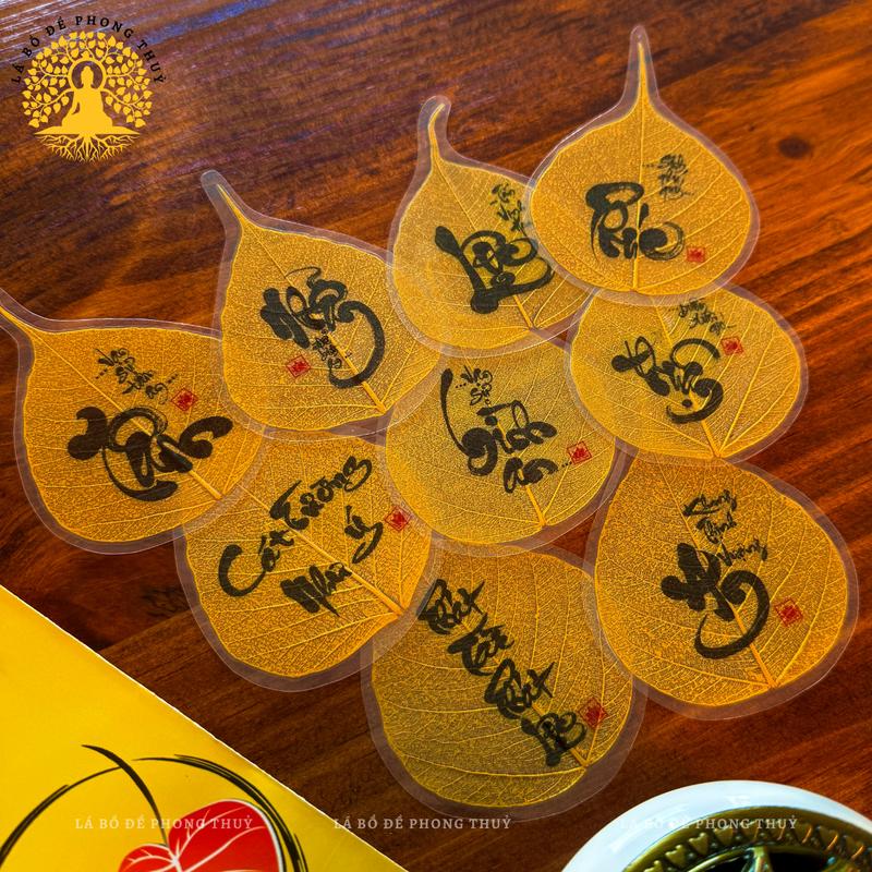[Tặng Bao Lì Xì Lộc] Lá Bồ Đề Chữ Thư Pháp Để Ốp Lưng Điện Thoại, Bỏ Ví/Bóp, Decor,...