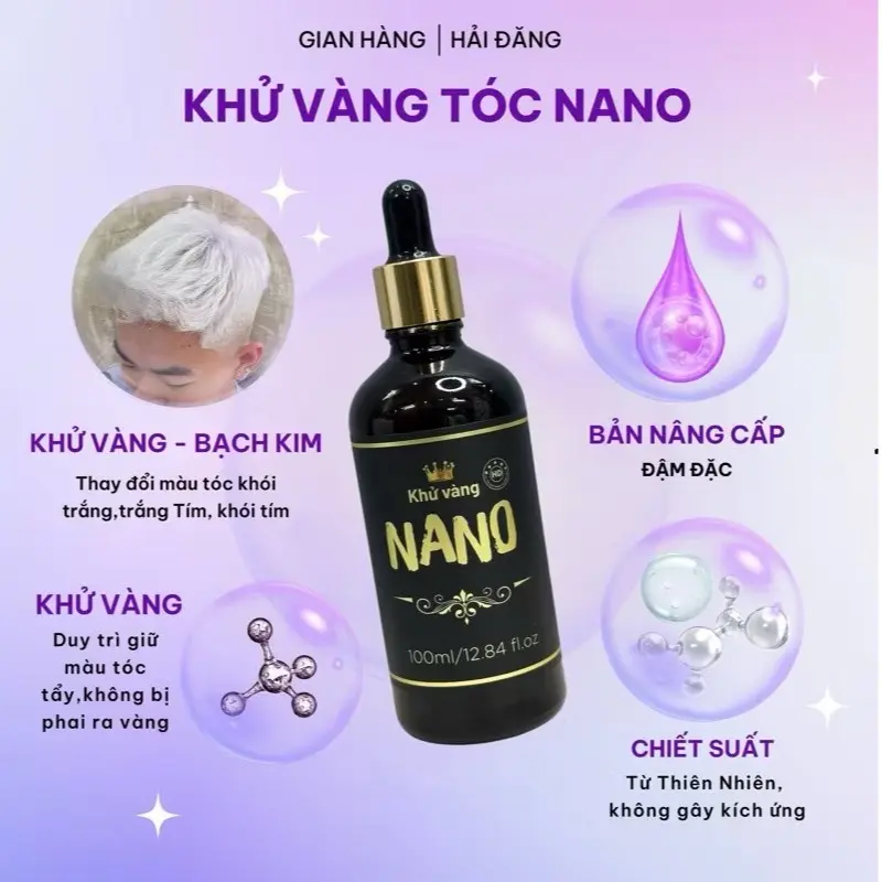 100ml Tinh chất khử vàng NaNo cao cấp, khử vàng cho nền tóc tấy, khử vàng cho nền tóc bị trôi nền. Nhuộm Tóc Đổi Màu Tóc 1